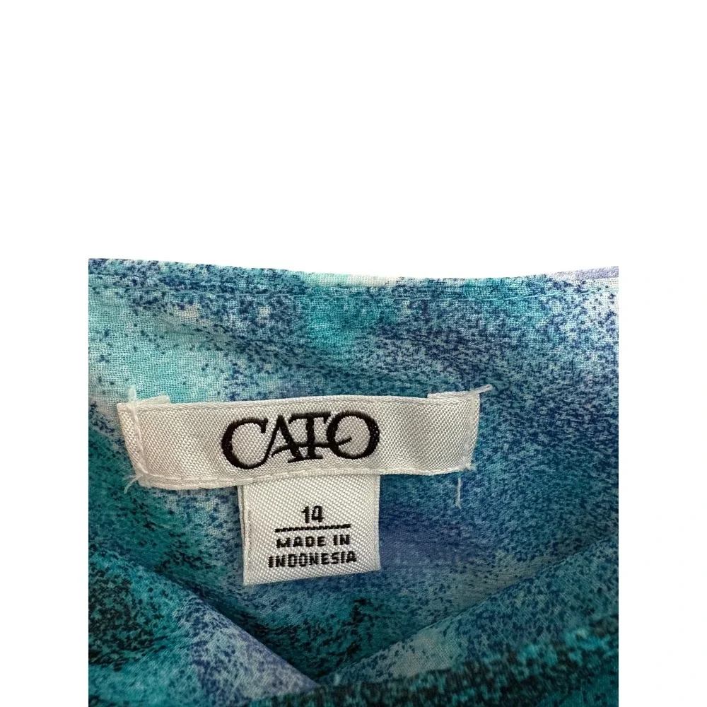 Cato‎ Skirt Womens 14 Blue Teal Abstract Flowy Flounce Hem Lined A-Line